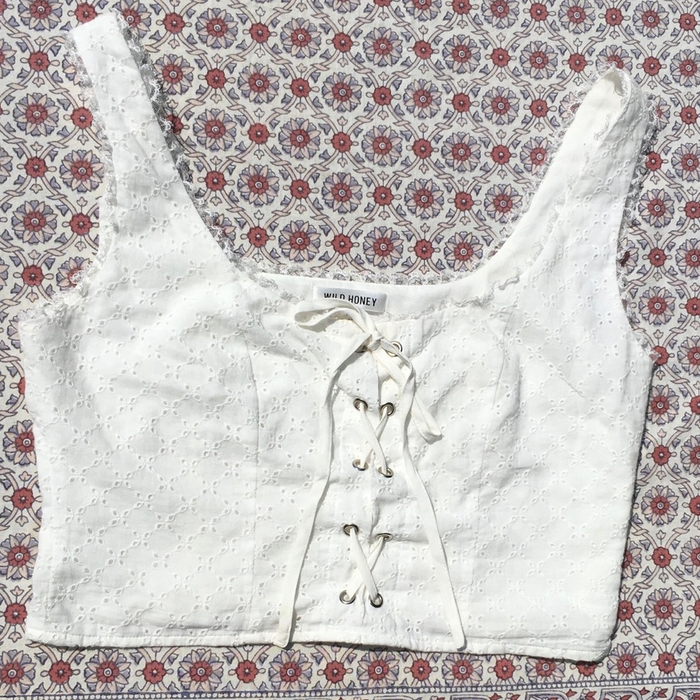 Wild Honey Eyelet Cotton Corset White